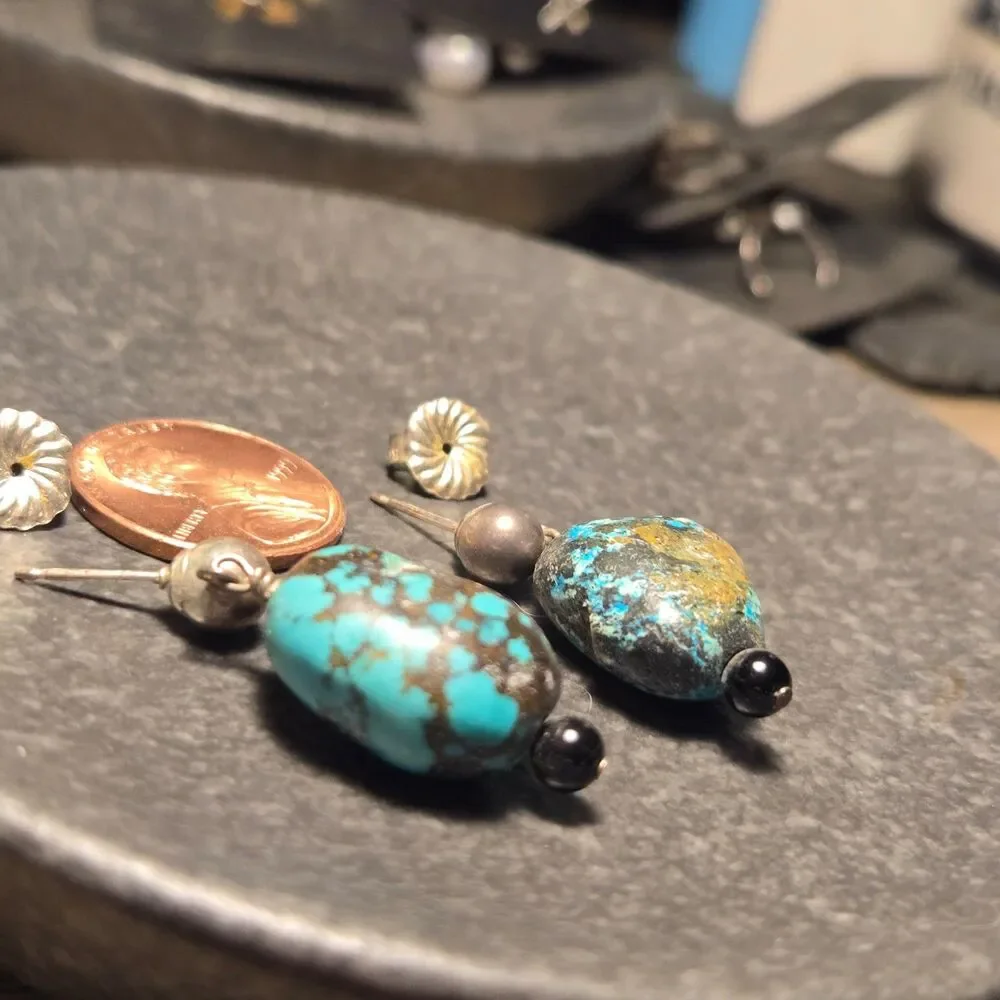 Dangly Stud Gorgeous Stone Sterling Silver Earrings